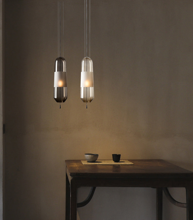 1 pendentif cylindrique léger moderne table de salle à manger en verre soufflé à la main