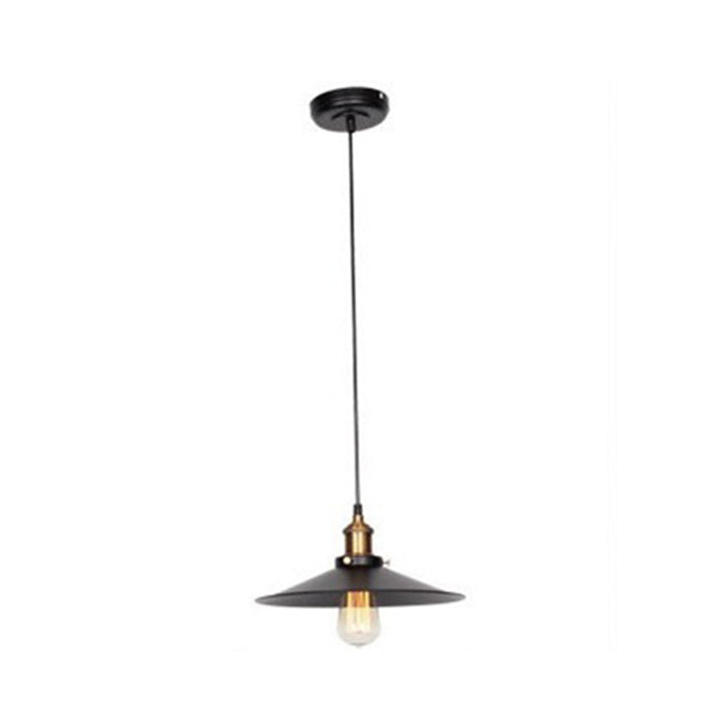 1 Light Saucer Pendant Lamp Vintage Industrial Black Metal Warehouse Hanging Lamp