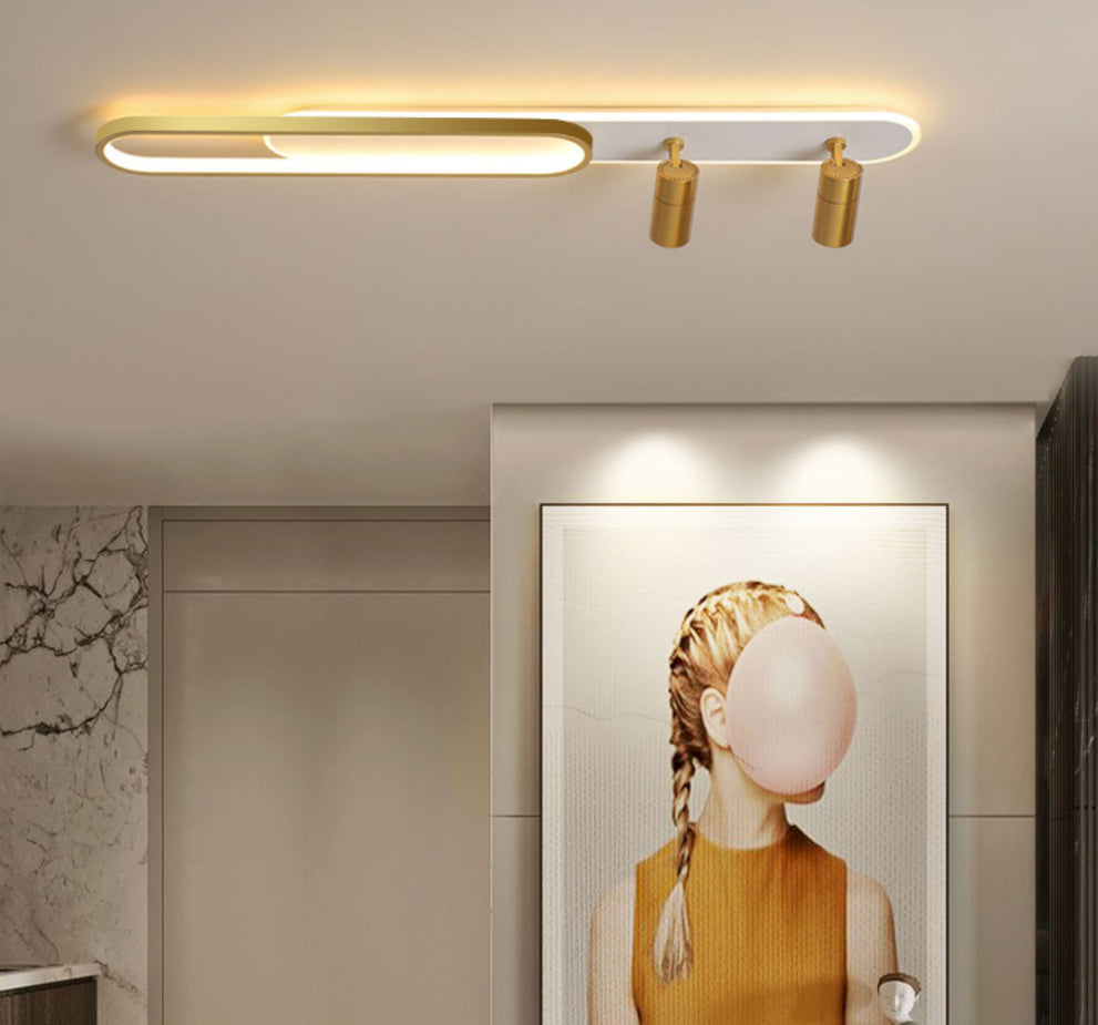 Indoor LED Semi flush plafond licht in moderne eenvoud metalen plafond armatuur met Oblong acryl schaduw