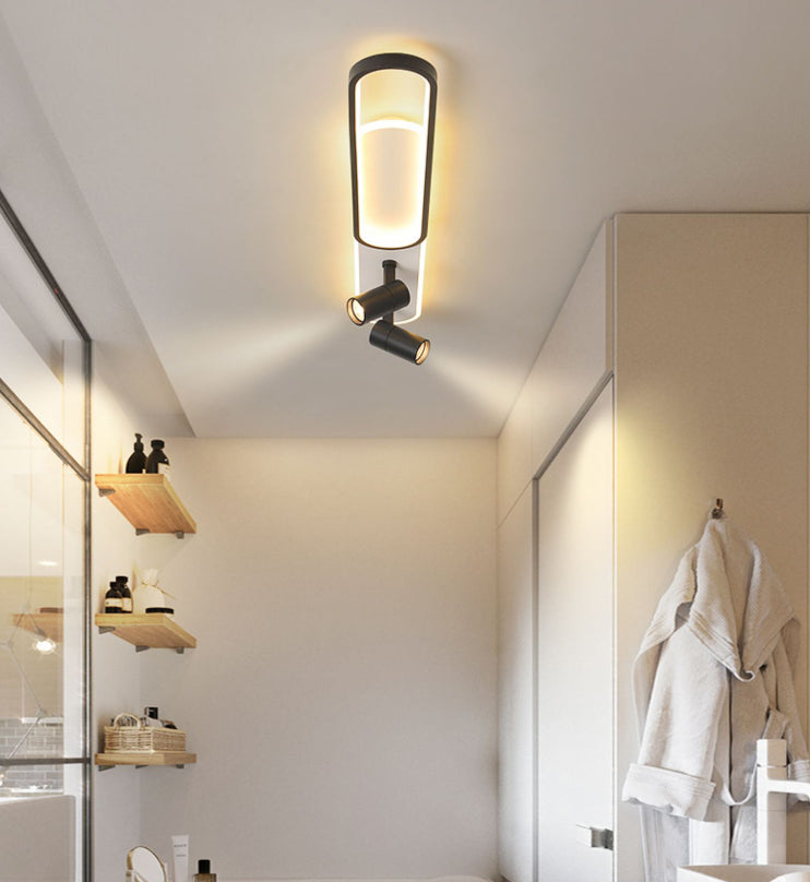 Indoor LED Semi flush plafond licht in moderne eenvoud metalen plafond armatuur met Oblong acryl schaduw