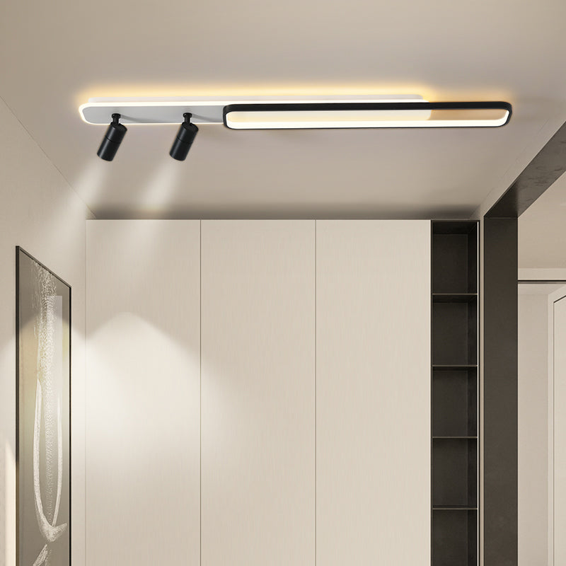 Lámpara de techo de metal de estilo minimalista moderno con montaje semi empotrado LED acrílico rectangular para pasillo