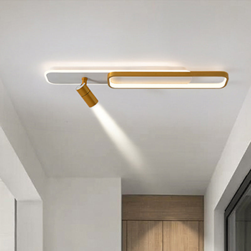 Lámpara de techo de metal de estilo minimalista moderno con montaje semi empotrado LED acrílico rectangular para pasillo