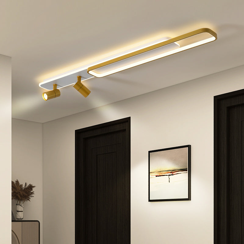 Lámpara de techo de metal de estilo minimalista moderno con montaje semi empotrado LED acrílico rectangular para pasillo