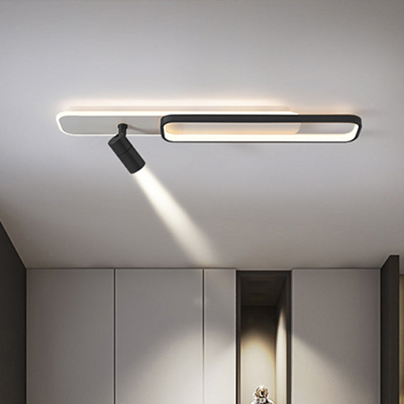 Lámpara de techo de metal de estilo minimalista moderno con montaje semi empotrado LED acrílico rectangular para pasillo