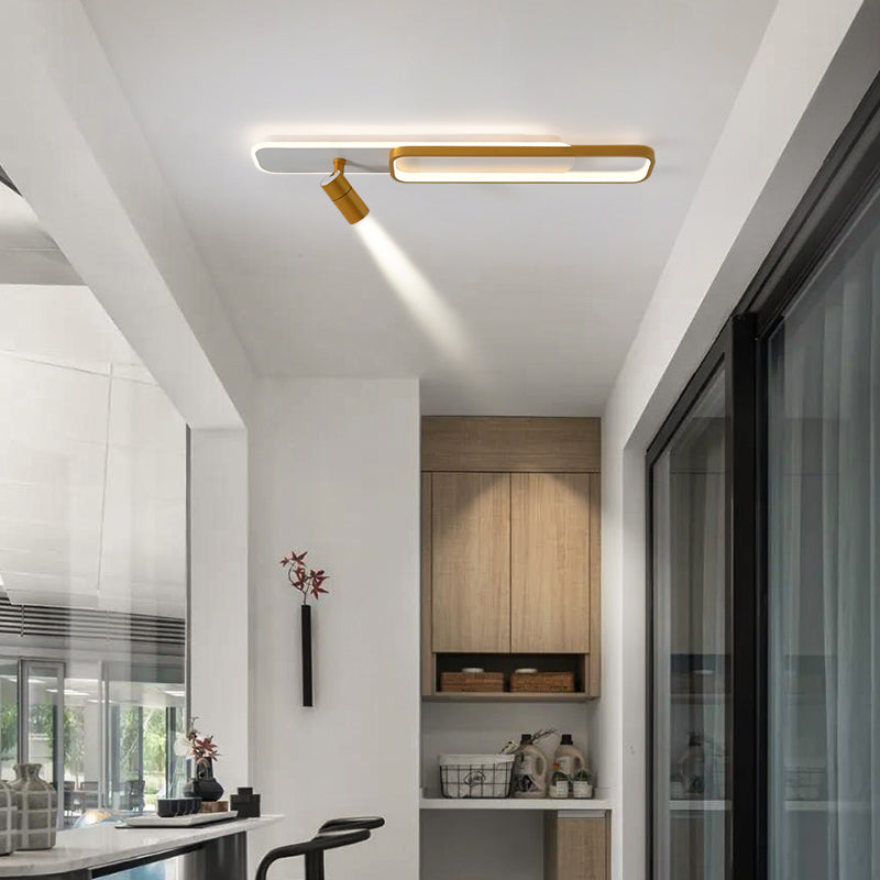 Lámpara de techo de metal de estilo minimalista moderno con montaje semi empotrado LED acrílico rectangular para pasillo