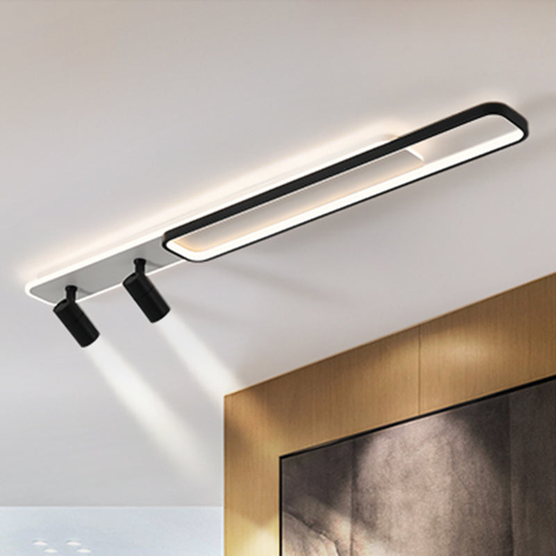 Lámpara de techo de metal de estilo minimalista moderno con montaje semi empotrado LED acrílico rectangular para pasillo