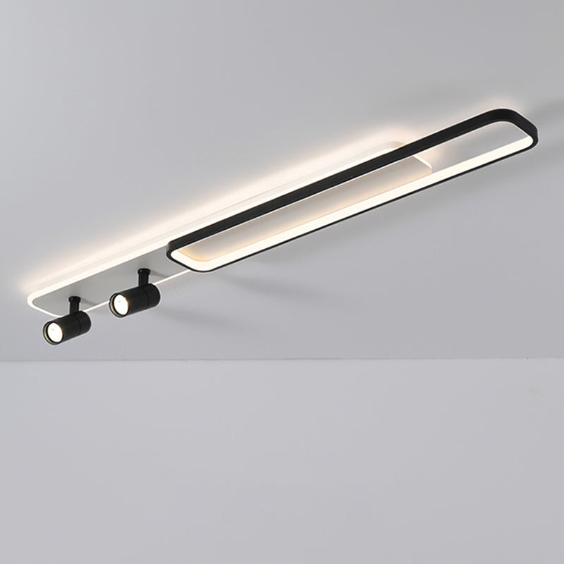 Lámpara de techo de metal de estilo minimalista moderno con montaje semi empotrado LED acrílico rectangular para pasillo