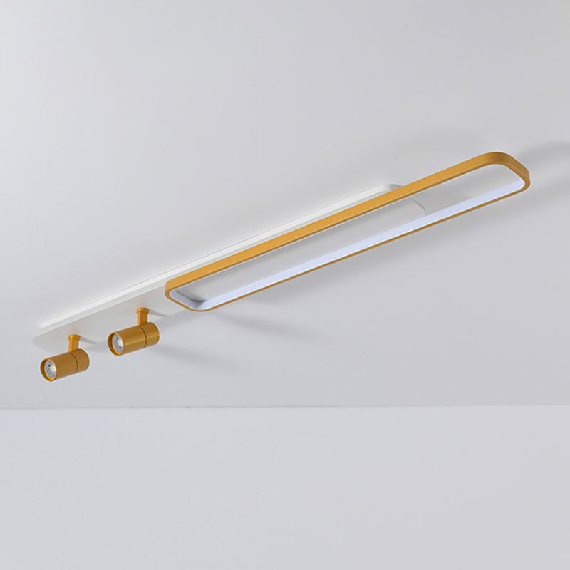 Lámpara de techo de metal de estilo minimalista moderno con montaje semi empotrado LED acrílico rectangular para pasillo