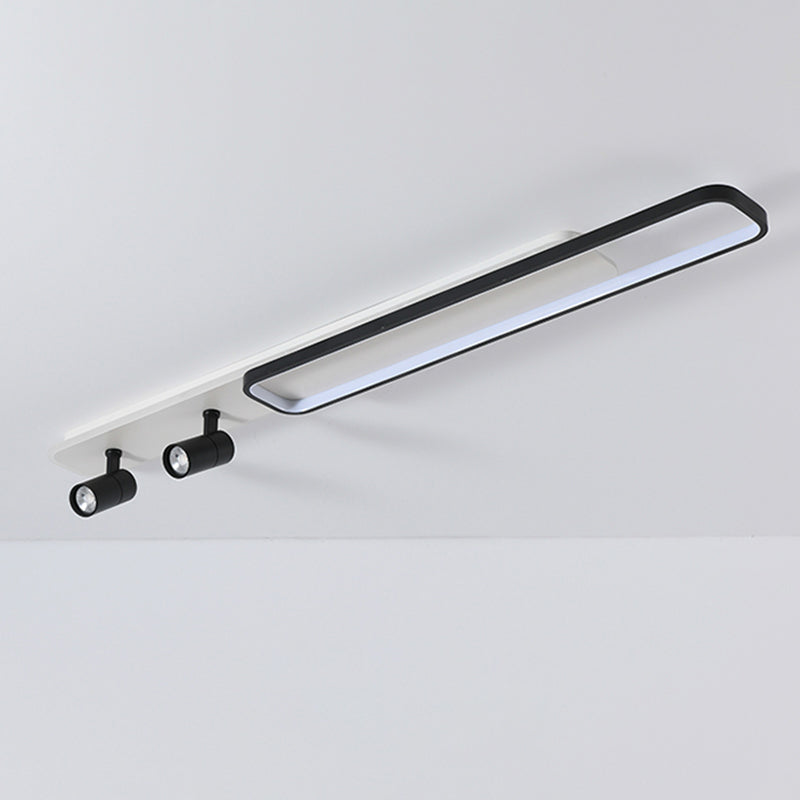 Lámpara de techo de metal de estilo minimalista moderno con montaje semi empotrado LED acrílico rectangular para pasillo