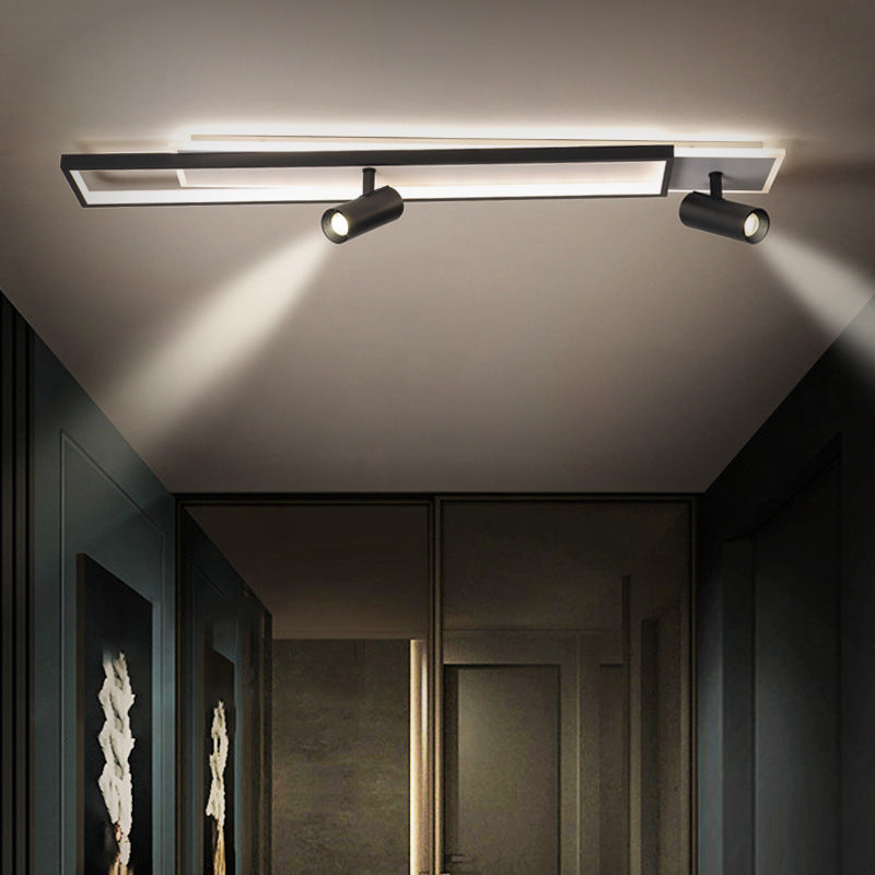 Nouveau Luminaire de plafond de salon linéaire de lumière affleurante de LED de fer moderne avec 2 projecteurs