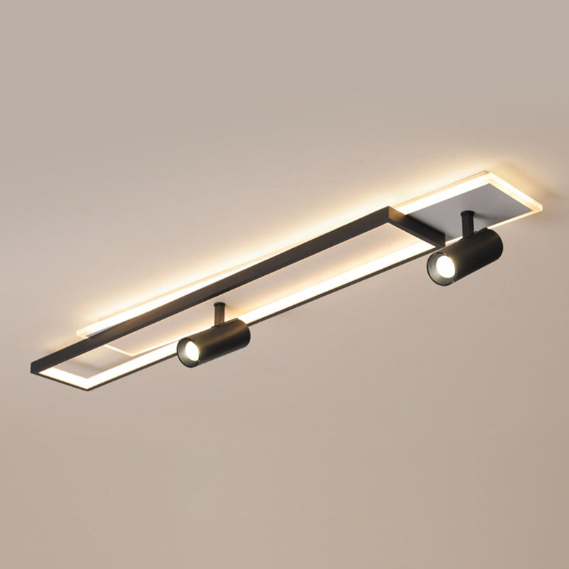 Nouveau Luminaire de plafond de salon linéaire de lumière affleurante de LED de fer moderne avec 2 projecteurs