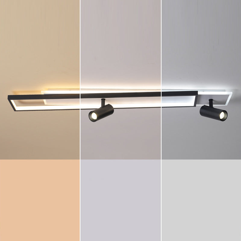 Nouveau Luminaire de plafond de salon linéaire de lumière affleurante de LED de fer moderne avec 2 projecteurs