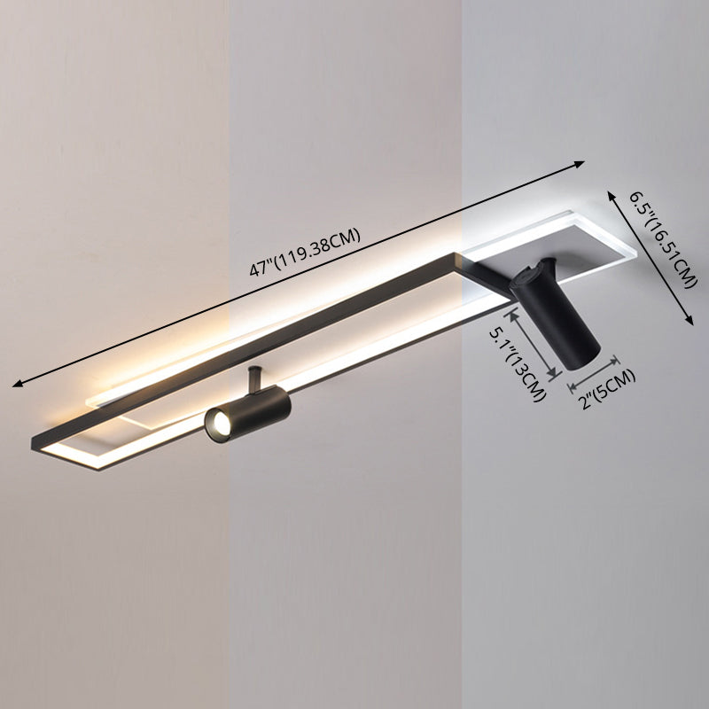 Nouveau Luminaire de plafond de salon linéaire de lumière affleurante de LED de fer moderne avec 2 projecteurs
