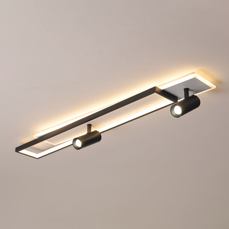 Nouveau Luminaire de plafond de salon linéaire de lumière affleurante de LED de fer moderne avec 2 projecteurs