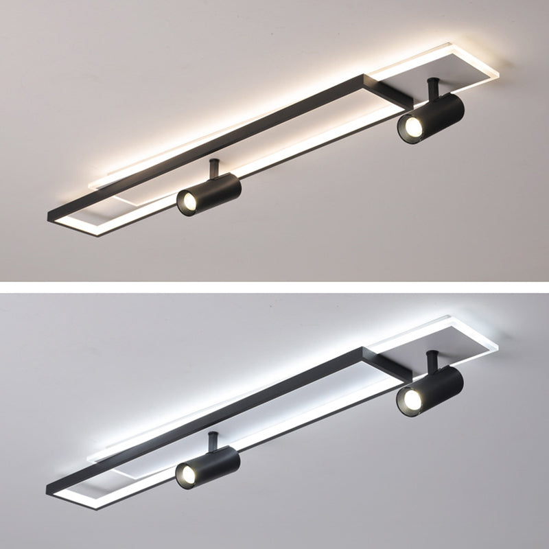 Nouveau Luminaire de plafond de salon linéaire de lumière affleurante de LED de fer moderne avec 2 projecteurs