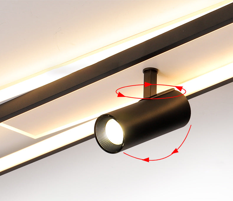 Nouveau Luminaire de plafond de salon linéaire de lumière affleurante de LED de fer moderne avec 2 projecteurs
