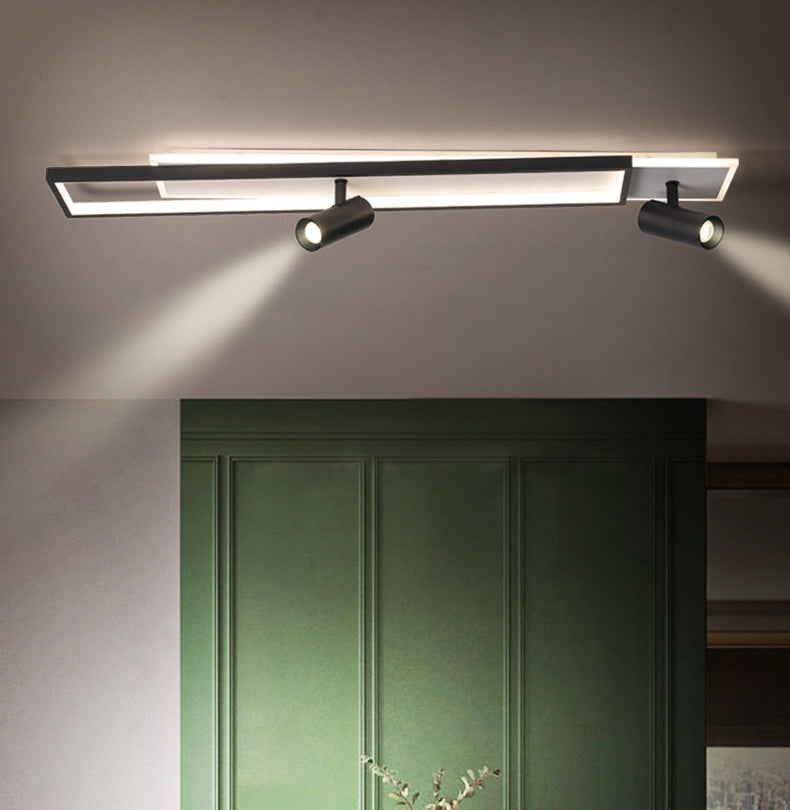 Nouveau Luminaire de plafond de salon linéaire de lumière affleurante de LED de fer moderne avec 2 projecteurs