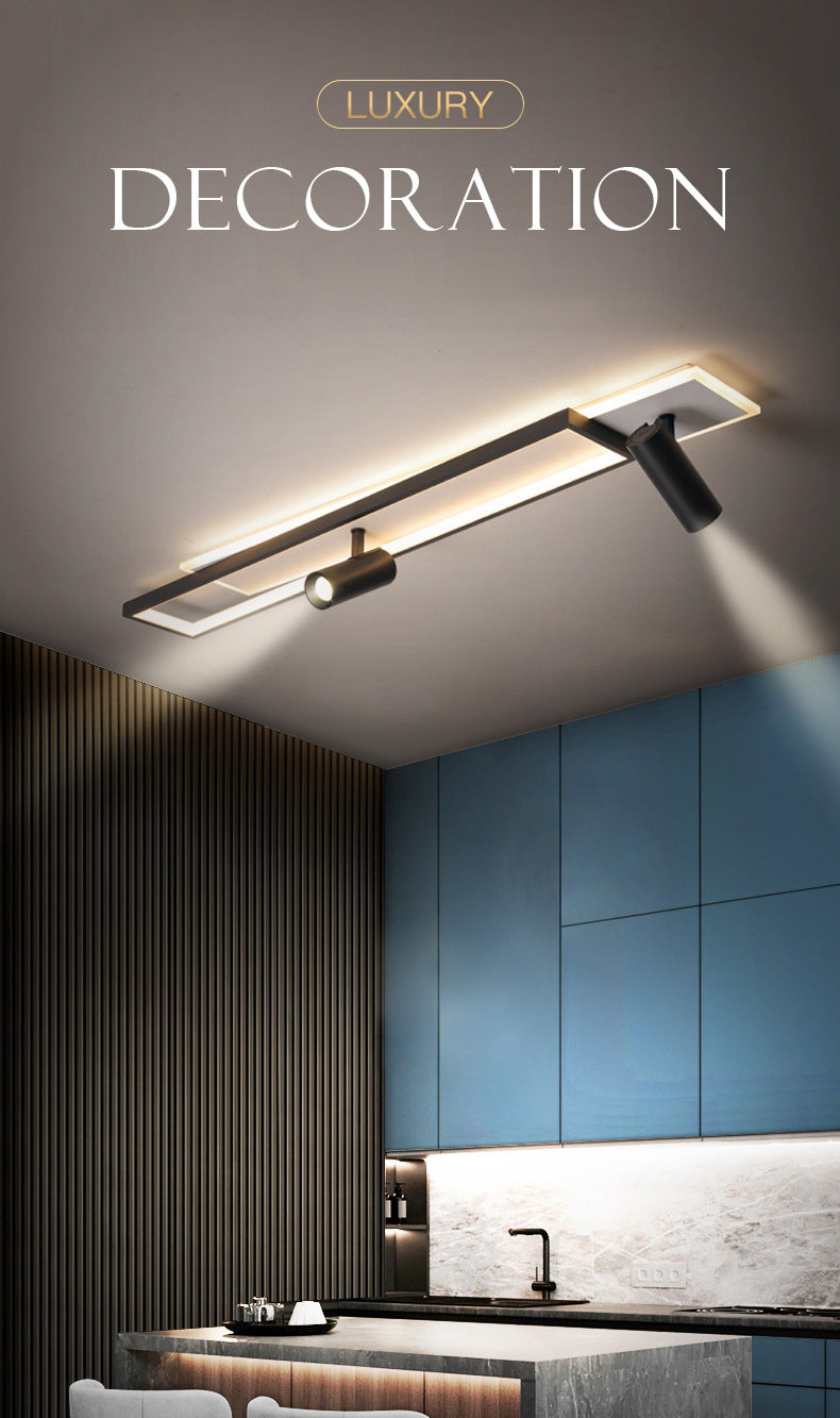Nouveau Luminaire de plafond de salon linéaire de lumière affleurante de LED de fer moderne avec 2 projecteurs