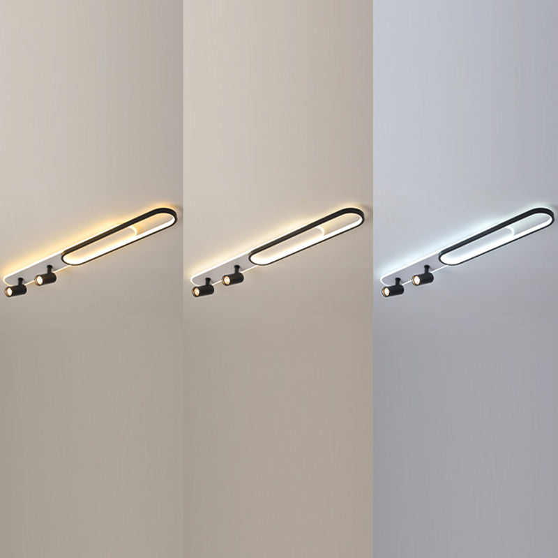 Lámpara de techo de metal de estilo moderno con montaje empotrado LED de pasillo oblongo y lámpara ajustable