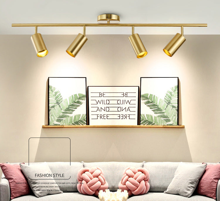 Gouden Spoor Verlichting Modern Licht Luxe Kleding Winkel Commerciële Woonkamer Achtergrond Muur Oppervlak Gemonteerd Huishouden Spotlight