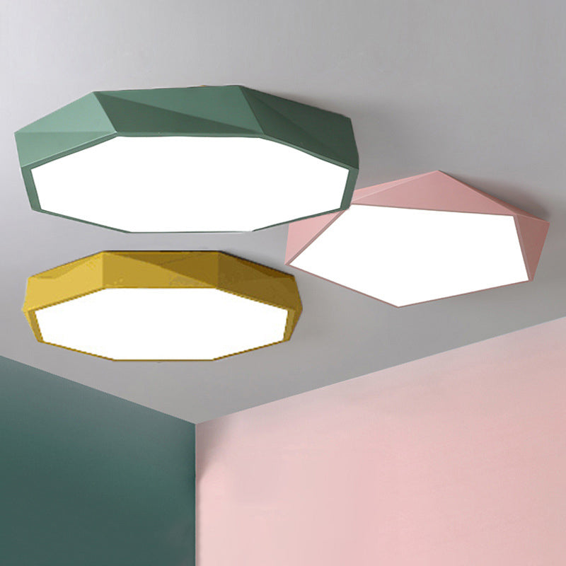 LED Bedroom Flush Mount Lighting Minimalist Style Flush Mount Light Fixture with Geometric Metal Shade