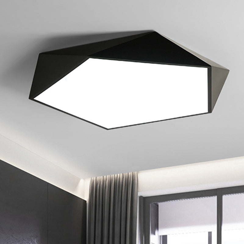 LED Bedroom Flush Mount Lighting Minimalist Style Flush Mount Light Fixture with Geometric Metal Shade