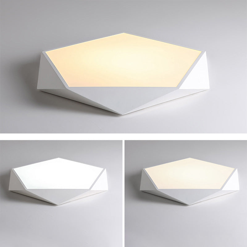 LED Bedroom Flush Mount Lighting Minimalist Style Flush Mount Light Fixture with Geometric Metal Shade
