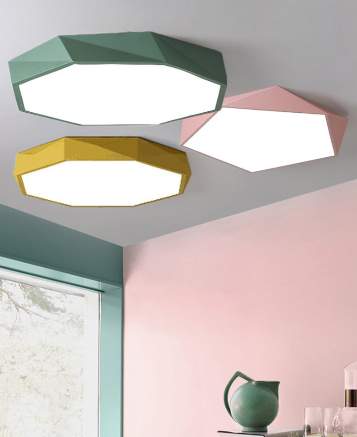 LED Bedroom Flush Mount Lighting Minimalist Style Flush Mount Light Fixture with Geometric Metal Shade