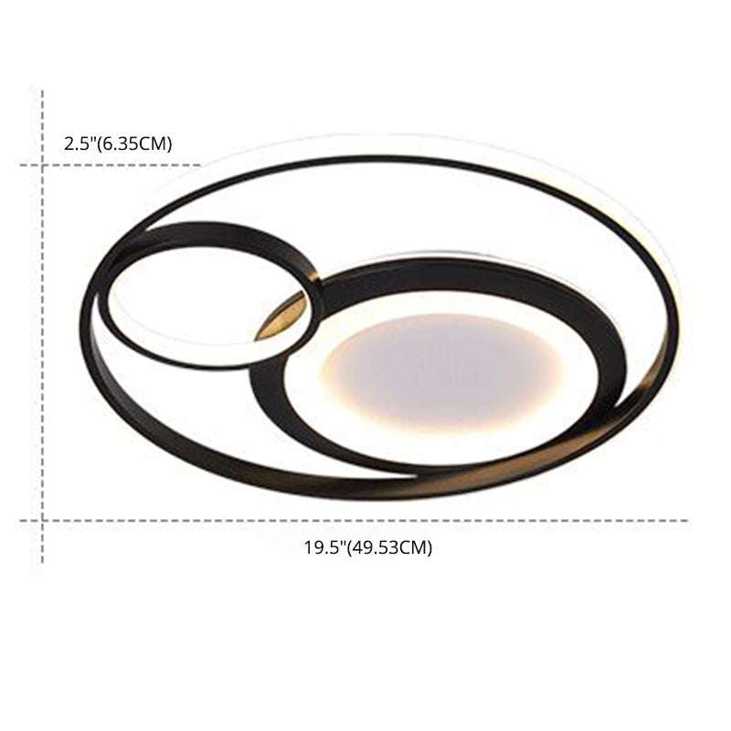 Minimalist LED Flush Mount Ceiling Fixture Black Circle Flush Mount Lighting with Metal Shade