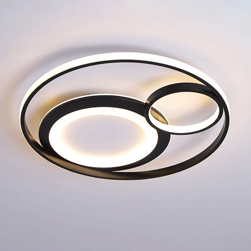 Minimalist LED Flush Mount Ceiling Fixture Black Circle Flush Mount Lighting with Metal Shade