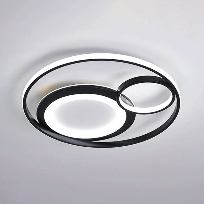 Minimalist LED Flush Mount Ceiling Fixture Black Circle Flush Mount Lighting with Metal Shade