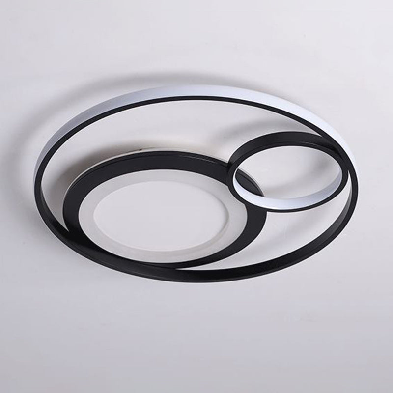 Minimalist LED Flush Mount Ceiling Fixture Black Circle Flush Mount Lighting with Metal Shade