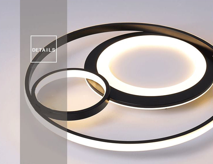 Minimalist LED Flush Mount Ceiling Fixture Black Circle Flush Mount Lighting with Metal Shade