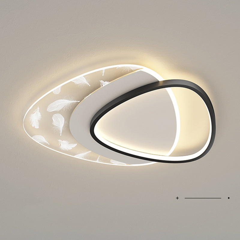 Plafonnier oblong en acrylique à montage encastré à LED en plumes à la mode moderne pour le salon