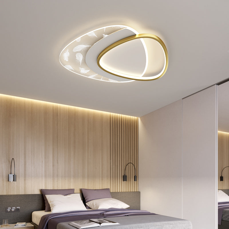 Plafonnier oblong en acrylique à montage encastré à LED en plumes à la mode moderne pour le salon