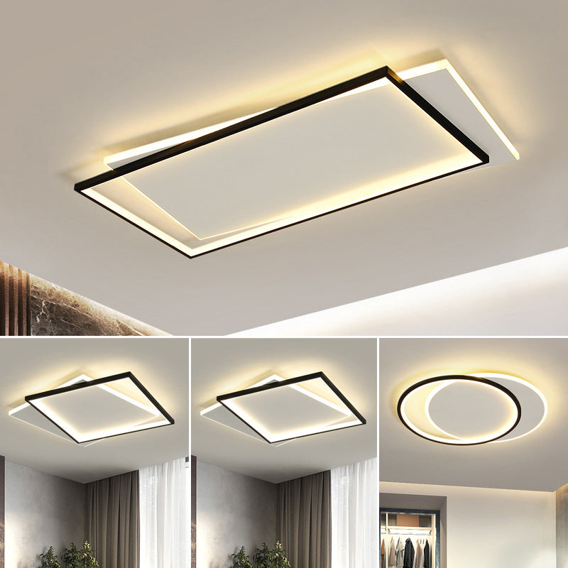 Acrylic Geometrical Flush Mount Light Fixture Modern Style LED Black-White Ceiling Lighting