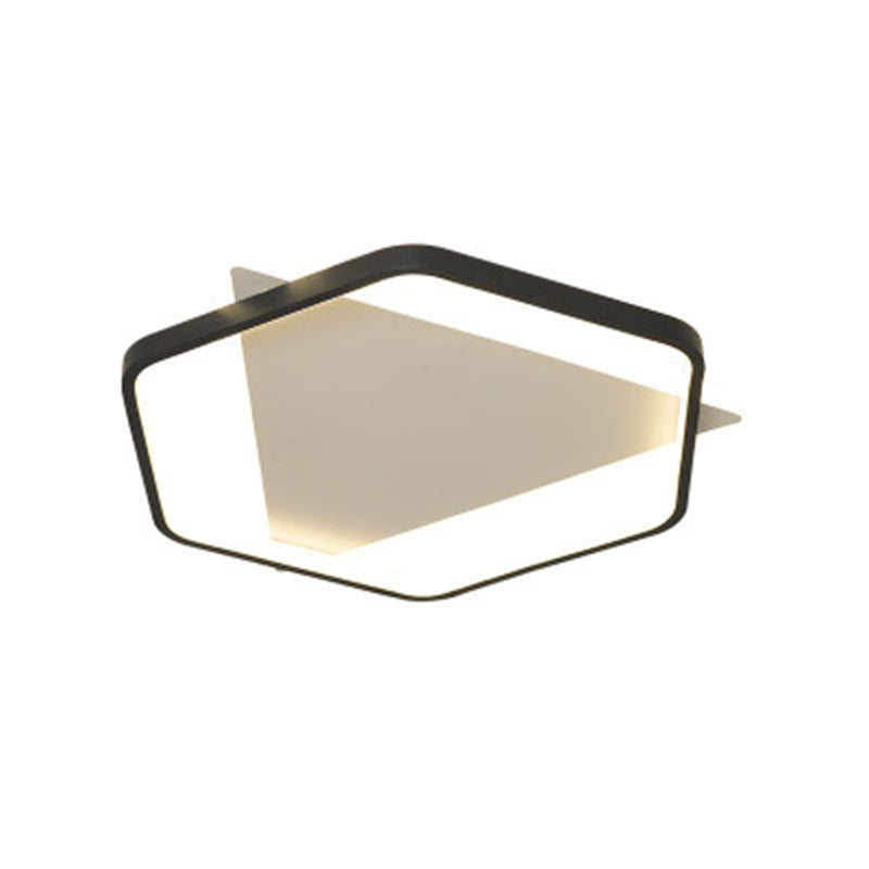 Acrylic Geometrical Flush Mount Light Fixture Modern Style LED Black-White Ceiling Lighting