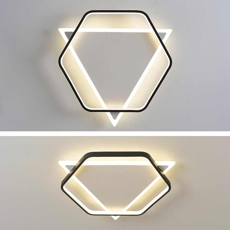 Acrylic Geometrical Flush Mount Light Fixture Modern Style LED Black-White Ceiling Lighting