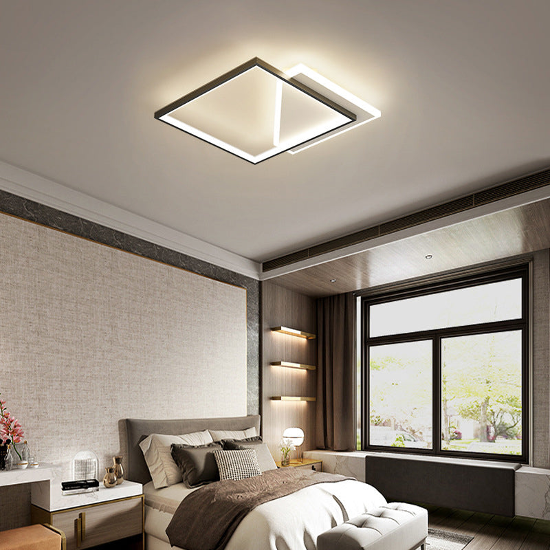 Plafonnier encastré géométrique en métal, LED moderne, proche du plafonnier, noir et blanc