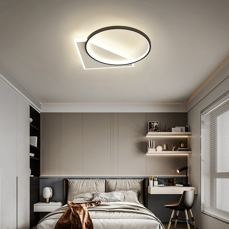 Plafonnier encastré géométrique en métal, LED moderne, proche du plafonnier, noir et blanc