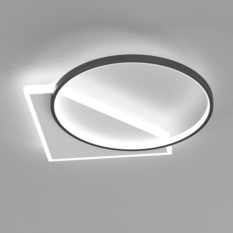Plafonnier encastré géométrique en métal, LED moderne, proche du plafonnier, noir et blanc