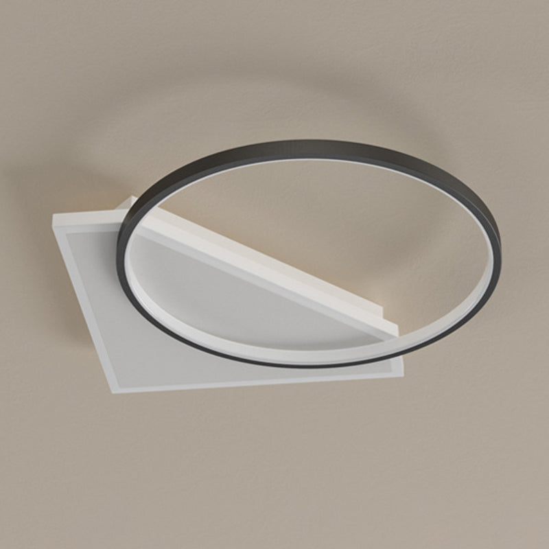 Plafonnier encastré géométrique en métal, LED moderne, proche du plafonnier, noir et blanc