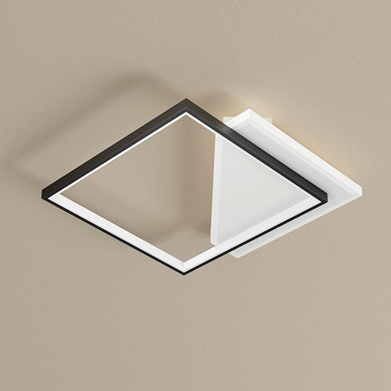 Plafonnier encastré géométrique en métal, LED moderne, proche du plafonnier, noir et blanc