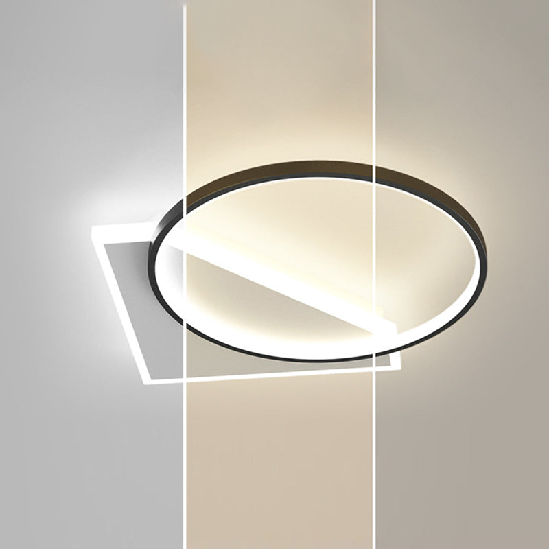 Plafonnier encastré géométrique en métal, LED moderne, proche du plafonnier, noir et blanc