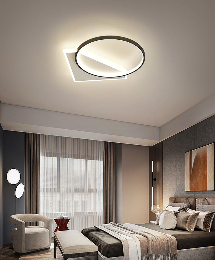 Plafonnier encastré géométrique en métal, LED moderne, proche du plafonnier, noir et blanc
