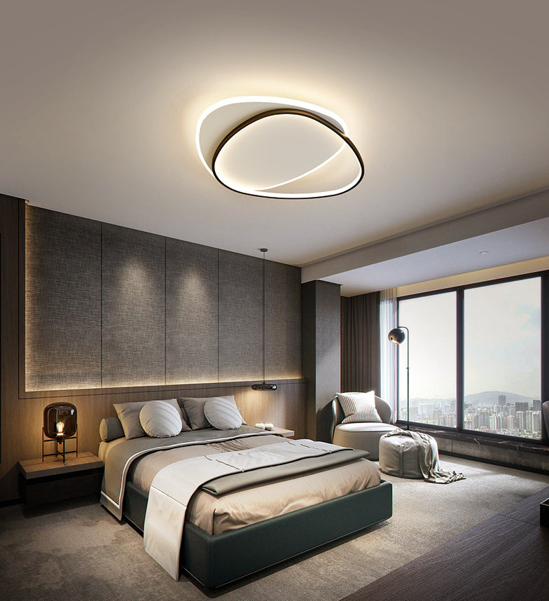 Plafonnier encastré géométrique en métal, LED moderne, proche du plafonnier, noir et blanc