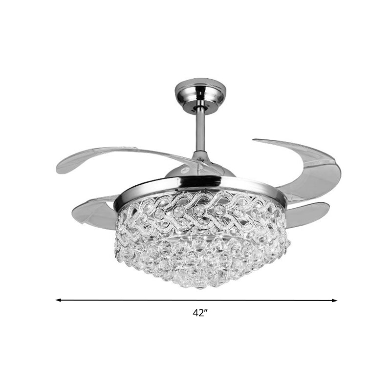 Einfache, sich verjüngte Deckenventilator Leuchte Kristallkugeln Chrom/Gold Finish LED Hanging Lampe mit Frequenzumwandlung/Fernbedienung/Wandsteuerung