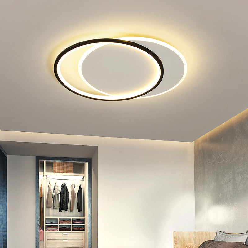 Geometrical Acrylic Flush Mount Ceiling Light Simplicity LED Black-White Flush Mount Light