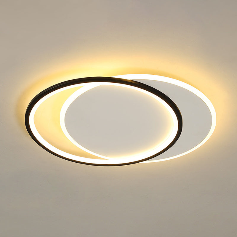 Geometrical Acrylic Flush Mount Ceiling Light Simplicity LED Black-White Flush Mount Light