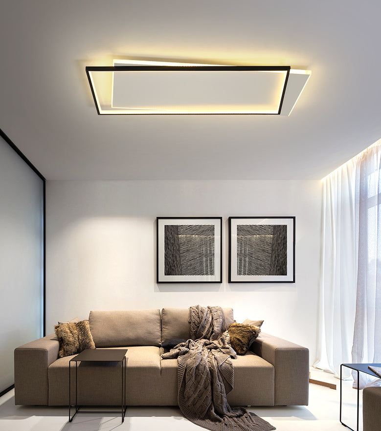 Geometrical Acrylic Flush Mount Ceiling Light Simplicity LED Black-White Flush Mount Light